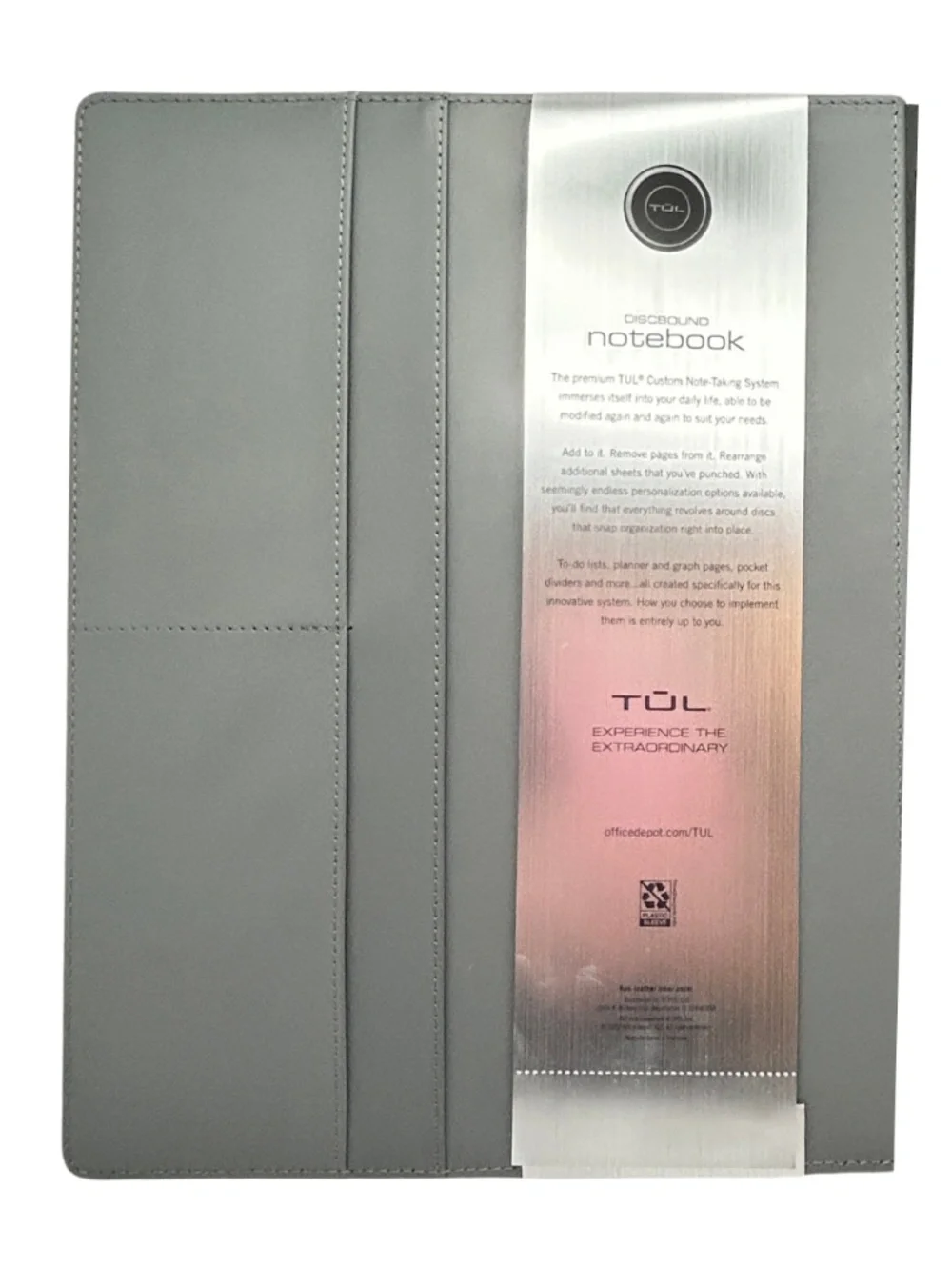 Tul Discbound Notebook, Heavy lbs Paper for smooth writing, Leather Gray Cover